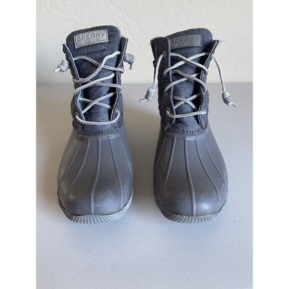 Sperry Women's Saltwater Nylon Snow  Gray Rubber Ankle Boots Women's US Size 9 G - Picture 5 of 8